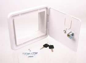 Service flap with lock, external dimensions 151x166mm, white