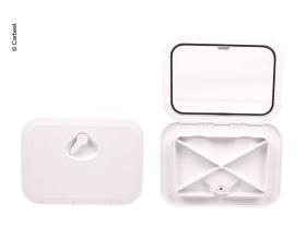 Revision flap with locking device white, 2 locking bolts 606x353mm