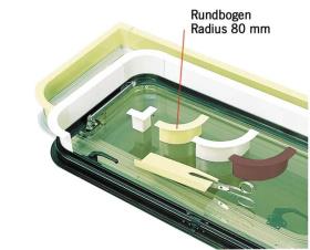 Vinduesfodring lys grå - rund bue radius 80 mm