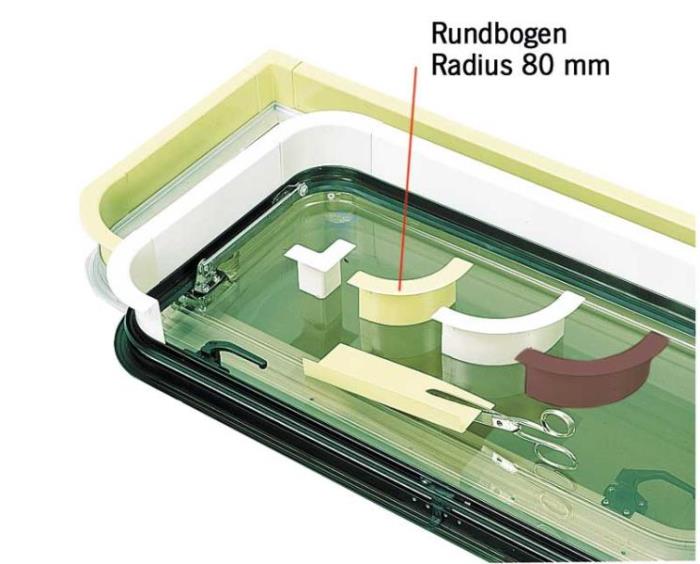 Vinduesfodring lys grå - rund bue radius 80 mm