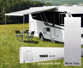 Thule Omnistor vægmarkise med motor, 4,5 m, boliger hvid, klud Mystic Grey