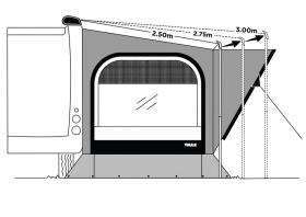 Mounting set for awnings with extension over 250 cm
