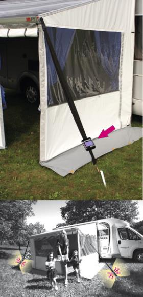 Storm protection for Fiamma awnings, with LED Tiedown Solar light