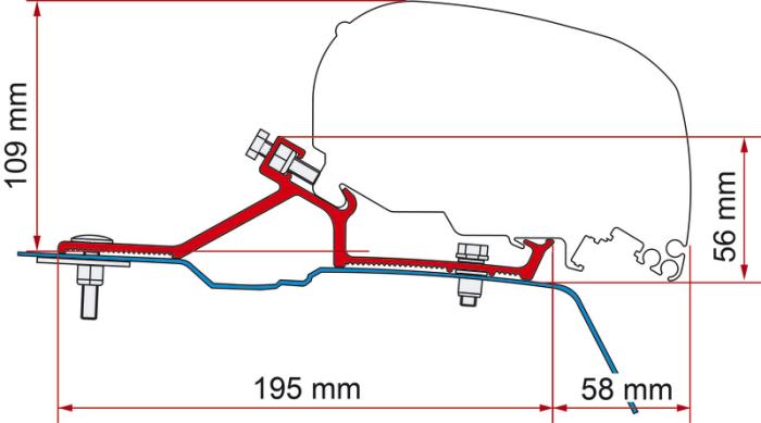 Markiseadapter til F 65S Renault Master / Opel Movano fra år 2010 til L2-H2