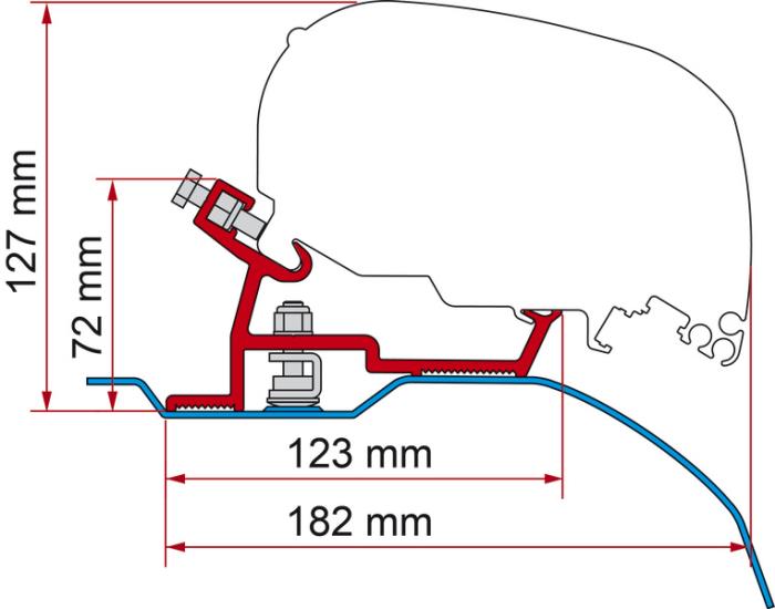 Adapter til Fiamma taggardiner F65, F65 S og F65 L fra 370 cm