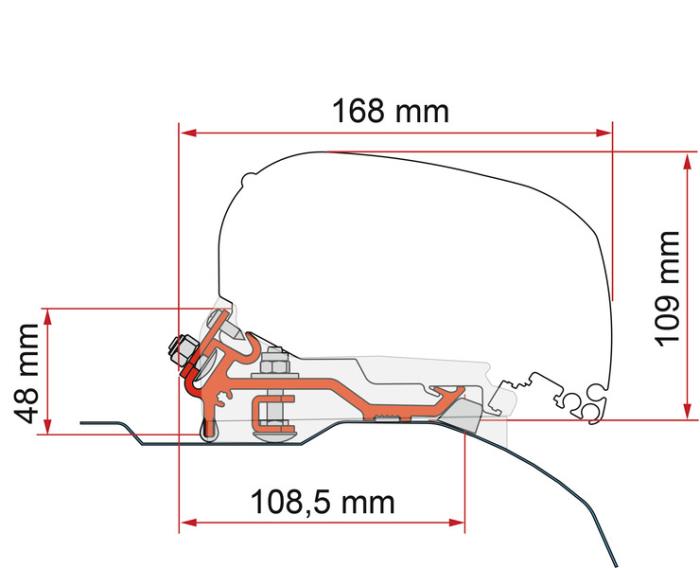 Fiamma F80S/F85L Flat Adapter Kit til H2 med højt tag - Sølv