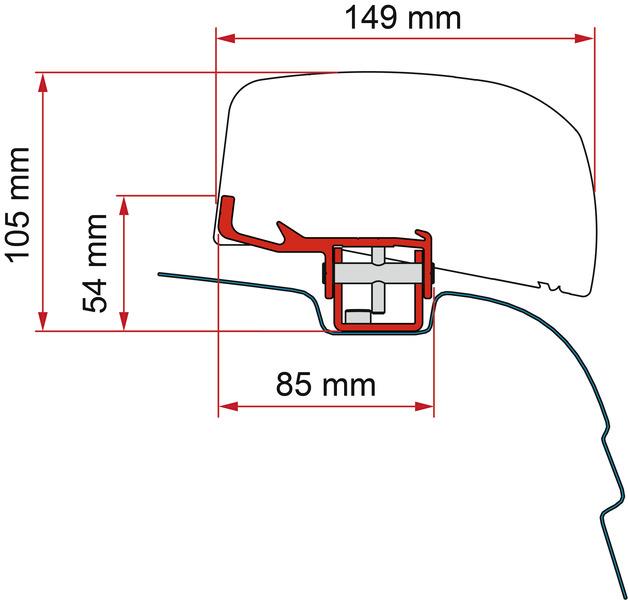 Monteringsadapter F40van til VW T5/T6 H1 / L1 uden C-skinne