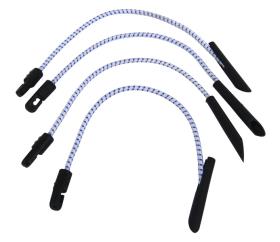 Rubber tensioner 35cm stretchable, white with fixing hooks & caps