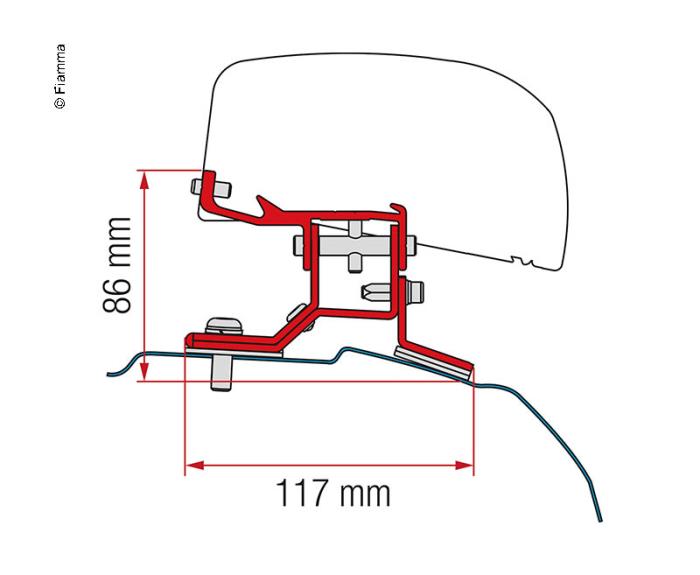 Adapter til tagmarkise F40van Ford Transit Custom kort akselafstand UK version