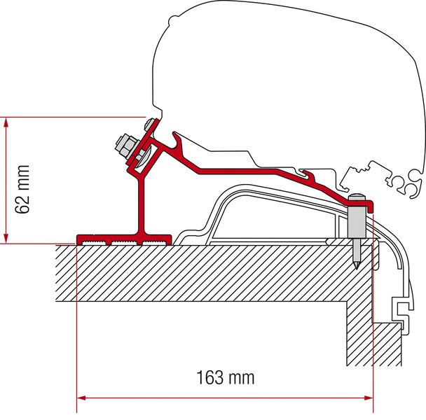 Adapter markise F65L eller F80S til Hobby Caravan fra 2012 Premium &amp; Ontour