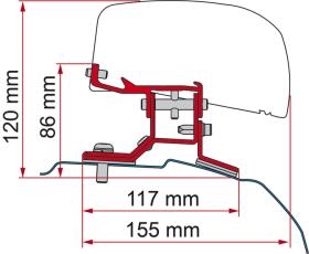 Adapter til fortelt F40van Ford Transit Custom kort akselafstand