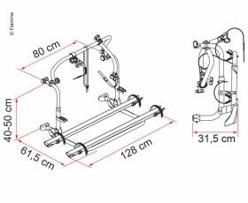 Bagerste holder i aluminium Carry-Bike L80 til 2 cykler