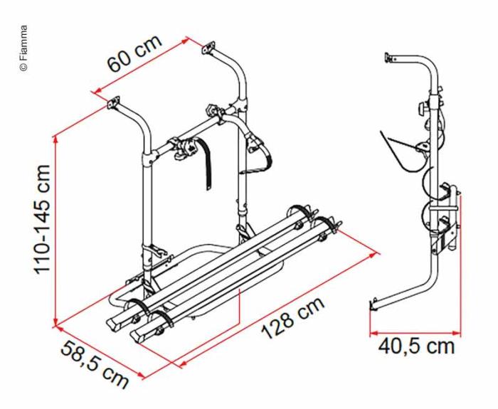 Caravan bagesteholder Simple Plus 200 til 2 cykler, max. Indlæs 35 kg