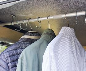 Clothes rail for rear garage