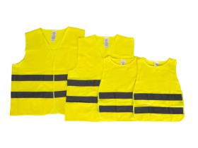 Safety vest set yellow, 2x adults (1xXL/1xXXL) + 2 children