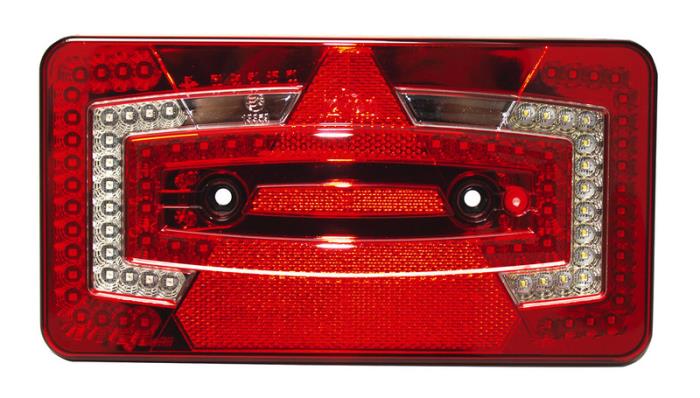 LED multifunktionslys, 9-32V, højre rød IP67 med trekantet reflektor
