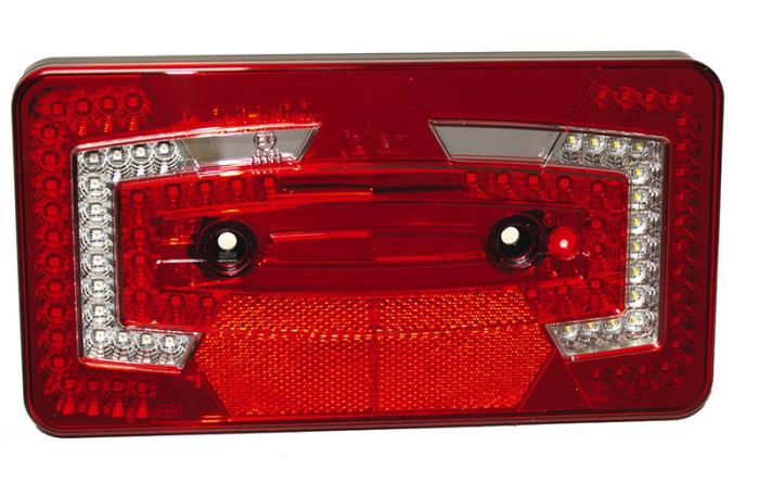 LED multifunktionslys, 9-32V, højre rød IP67, standardreflektor 6-sidet