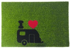 Foot mat GREEN FLOCK 40x60cm, green, PP/rubber, with motif