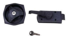 Caravan door lock complete, black 25-35 mm