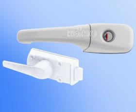 Door lock CARAVAN right, without cylinder and key, white