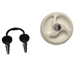 3-grip tank lock white with cylinder + 2 keys