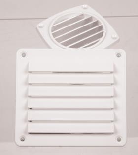 Ventilation grille, white, 142x80mm, angular, incl. screws