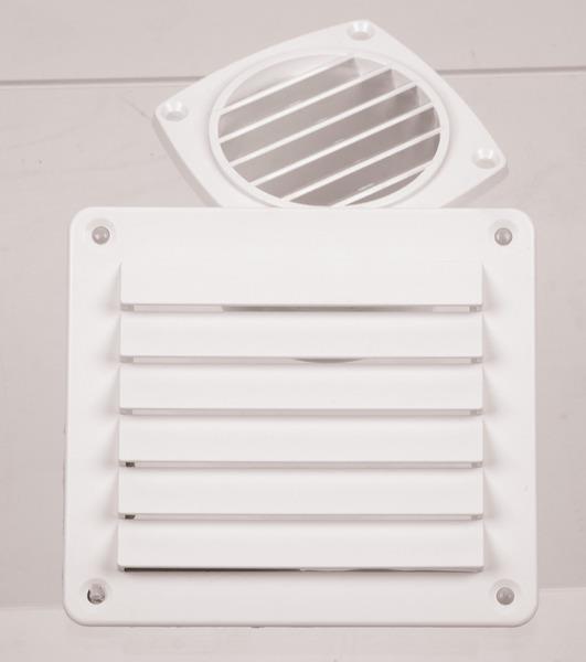 Ventilationsgitter, hvid, 142x80mm, firkantet, inkl. Skruer