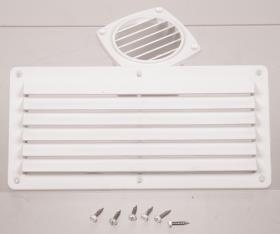 Ventilation grille, white, 264x127mm, angular, incl. screws