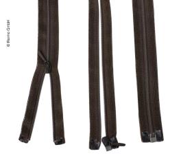 Zipper 50cm, divisible - unhookable in brown, plastic