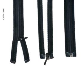 Zipper 130cm, divisible - unhookable in black, plastic
