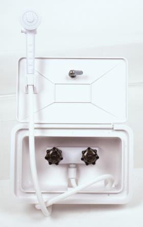 Outdoor shower box, white, lockable, 345x220mm