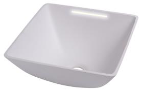 Design washbasin square white, size: 290x290mm H135mm with LED-lighting