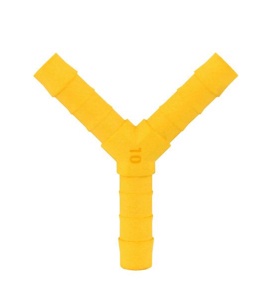 Y-stik til 10mm slange 2 stk. hvid Gul