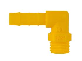 Screw-in sleeve angled 90Â° for 10mm hose 3/8 white yellow