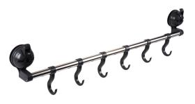 Hook strip with 2 suction cups, 6 hooks, up to 6kg, anthracite