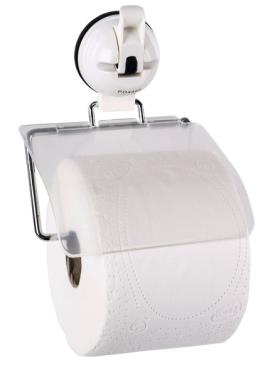Toilet roll holder with suction cup, white, up to 3kg