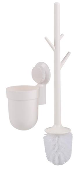 Toilet brush with suction cup, white