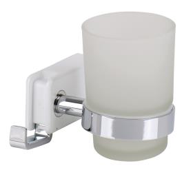 Tumbler holder with glass with fold-out hooks, white