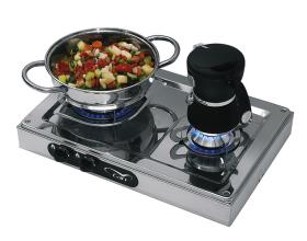 Cooker 2-burner stainless steel L44 x W29 x H9 cm
