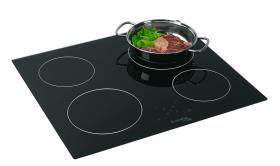 Glass ceramic hob with 4 hotplates, 2 x 1200W/1 x 1700W/1x 1800W