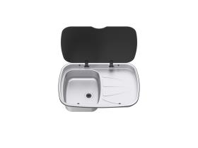 Stainless steel sink with draining board right, W630 x D470 mm, 9.5 litres