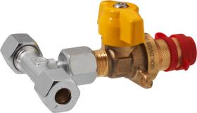 Branch coupling valve short with flange, RVS8 x plug-in coupling