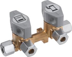 2-fold quick-acting shut-off valve for 8mm gas pipe