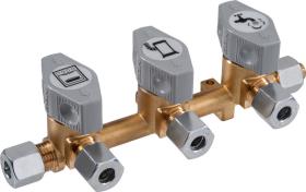 3-fold quick-acting shut-off valve for 8mm gas pipe