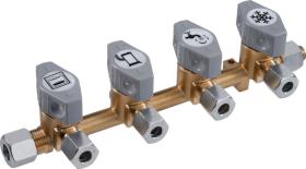 4-fold quick-acting shut-off valve for 8mm gas pipe