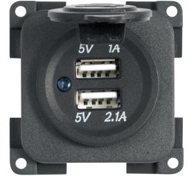 USB dobbelt opladningsstik 5V / 1A + 2,1A