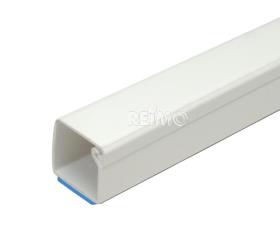Cable channel 7x12mm x2000mm with film hinge lid, self adhering