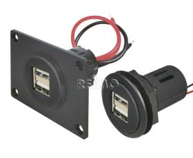 12/5V USB socket with double USB 2x2.5A with mounting plate