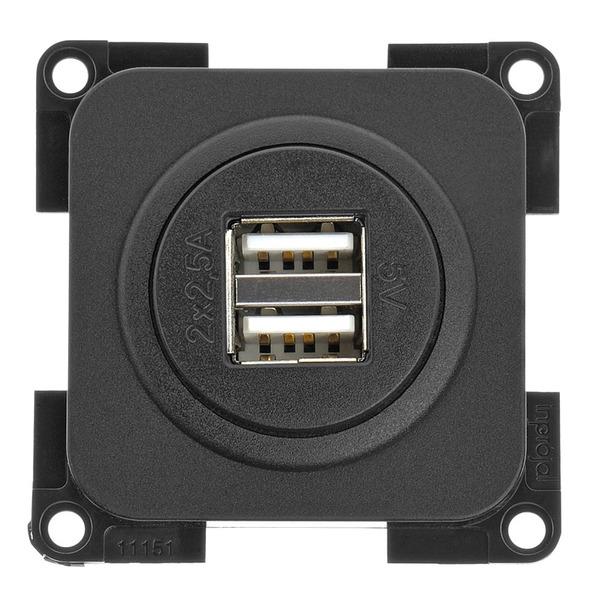 USB-stik 5V / 2x 2,5 A. skifer grå