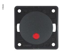 Berker kontrol rocker switch antracit 230V, rødt indikatorlys